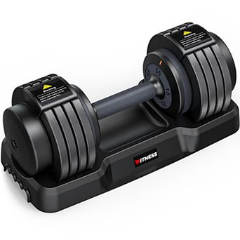 GIKPAL 5 in 1 Adjustable Dumbbell, 1 Sec Fast Change, Anti-Slip Handle, 5 Weights