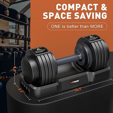 GIKPAL 5 in 1 Adjustable Dumbbell, 1 Sec Fast Change, Anti-Slip Handle, 5 Weights