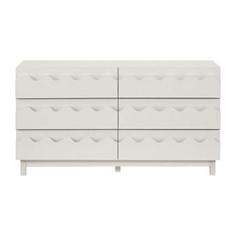 Modern 6-Drawer Dresser 60"L x 18"W x 33"H with Wood Legs