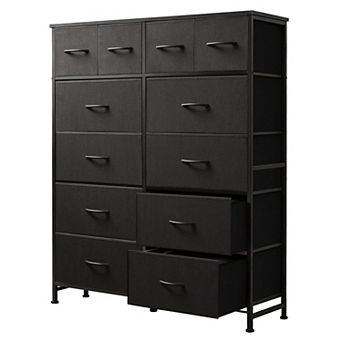YIORTWO Fabric Dresser Storage Cabinet with Wooden Top, 12-Drawer Organizer for Home
