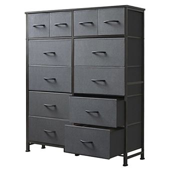 YIORTWO Fabric Dresser Storage Cabinet with Wooden Top, 12-Drawer Organizer for Home