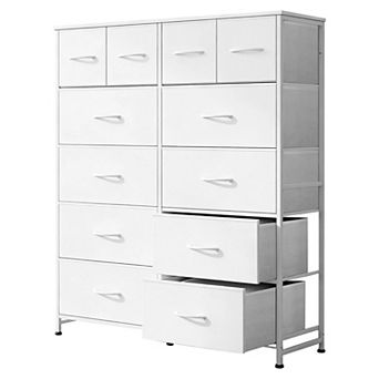 YIORTWO Fabric Dresser Storage Cabinet with Wooden Top, 12-Drawer Organizer for Home