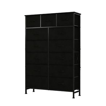YIORTWO Fabric Drawer Storage Tower with Wooden Top, 13-Drawer Tall Organizer