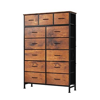YIORTWO Fabric Drawer Storage Tower with Wooden Top, 13-Drawer Tall Organizer