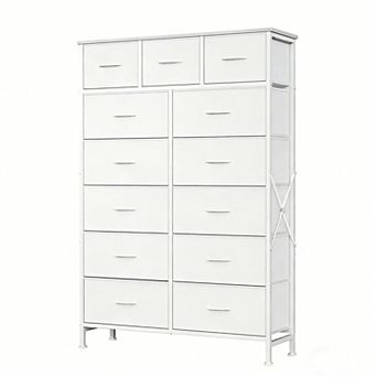 YIORTWO Fabric Drawer Storage Tower with Wooden Top, 13-Drawer Tall Organizer