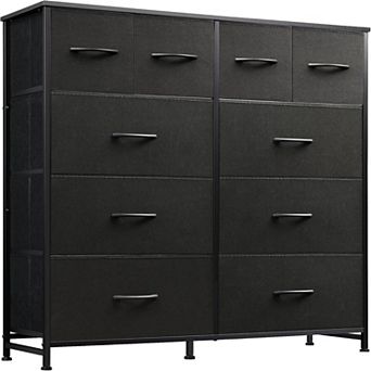 YIORTWO Fabric Dresser Storage Cabinet with Wooden Top, 10-Drawer Organizer for Home