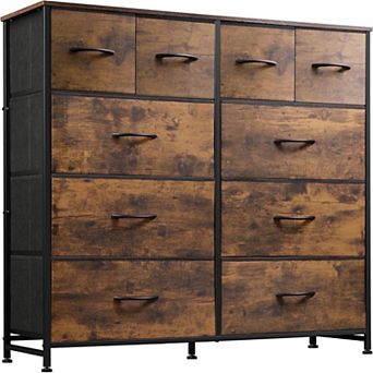 YIORTWO Fabric Dresser Storage Cabinet with Wooden Top, 10-Drawer Organizer for Home