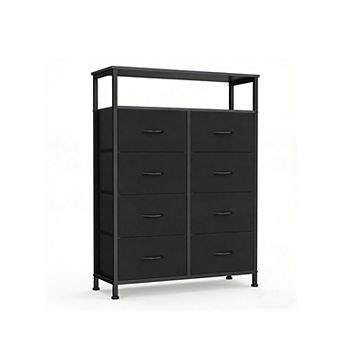 YIORTWO Fabric Dresser with Open Shelf, 8-Drawer Storage Cabinet for Bedroom or Living Room