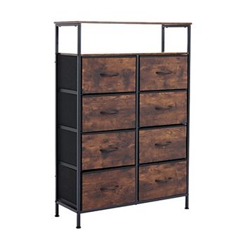 YIORTWO Fabric Dresser with Open Shelf, 8-Drawer Storage Cabinet for Bedroom or Living Room