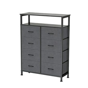 YIORTWO Fabric Dresser with Open Shelf, 8-Drawer Storage Cabinet for Bedroom or Living Room