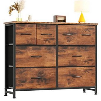 YIORTWO Fabric Dresser with Wooden Top, 8-Drawer Storage Cabinet for Bedroom or Closet