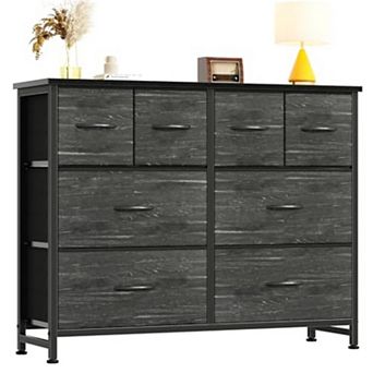 YIORTWO Fabric Dresser with Wooden Top, 8-Drawer Storage Cabinet for Bedroom or Closet
