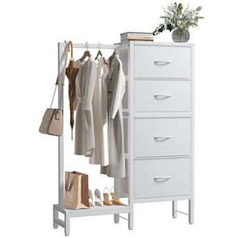 YIORTWO 4 in 1 Closet Organizer with Shelves Hanging Rack Shoe Storage Hooks
