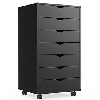 YIORTWO 7-Drawer Dresser with Wheels, Tall Wood Storage Cabinet for Bedroom Use