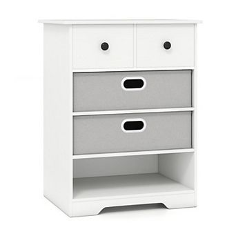YIORTWO 4 Drawer Dresser with Open Shelves Storage Organizer for Bedroom