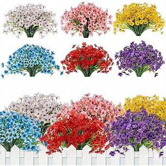 Artificial Morning Glory Flowers, UV Resistant Faux Outdoor Garden Decor
