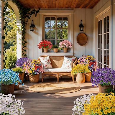 Artificial Morning Glory Flowers, UV Resistant Faux Outdoor Garden Decor