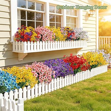 Artificial Morning Glory Flowers, UV Resistant Faux Outdoor Garden Decor