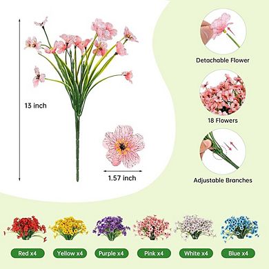 Artificial Morning Glory Flowers, UV Resistant Faux Outdoor Garden Decor