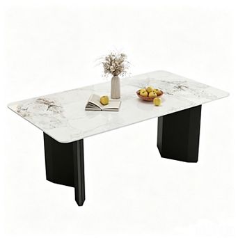 63 Inch White Vein Sintered Stone Dining Table