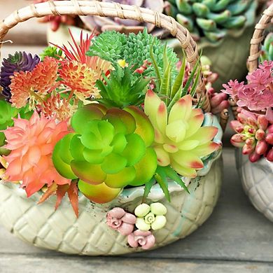 Colorful Artificial Succulents Set, 22PCS Mini Faux Plants for DIY Decor