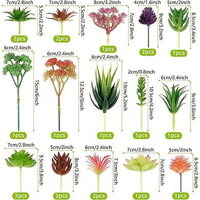 Colorful Artificial Succulents Set, 22PCS Mini Faux Plants for DIY Decor