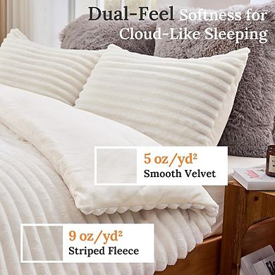 Fleece Down Alternative Comforter Set, Ultra-Soft Warm All-Season Bedding with Pillowcases