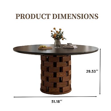 51"Mid-Century Round Dining Table