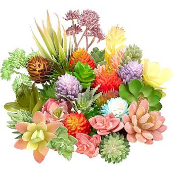 Mini Artificial Succulents, Faux Cactus Plants for Home & Garden Decor
