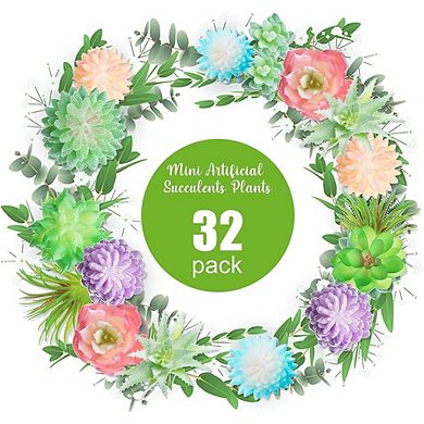 Mini Artificial Succulents, Faux Cactus Plants for Home & Garden Decor