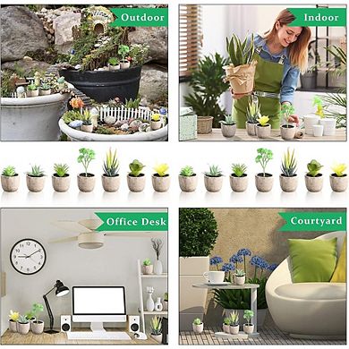Mini Artificial Succulents, Faux Cactus Plants for Home & Garden Decor