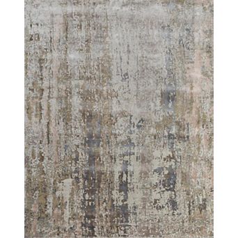 HomeRoots Blue Abstract Hand Knotted Area Rug