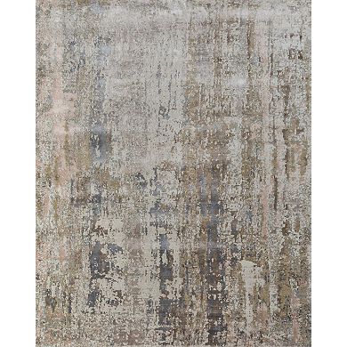 HomeRoots Blue Abstract Hand Knotted Area Rug