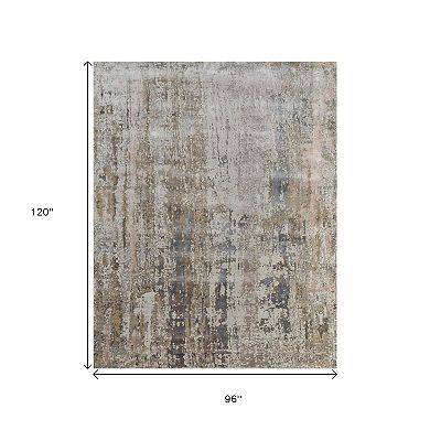 HomeRoots Blue Abstract Hand Knotted Area Rug
