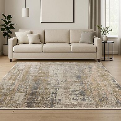 HomeRoots Blue Abstract Hand Knotted Area Rug