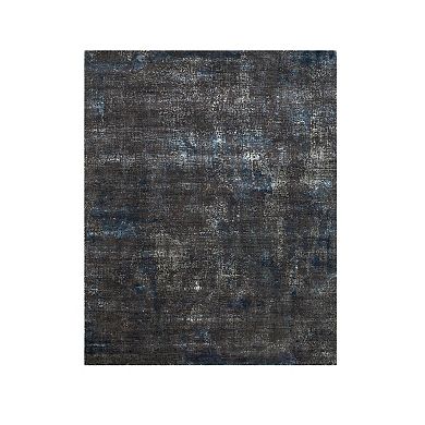 HomeRoots Blue Abstract Hand Knotted Area Rug