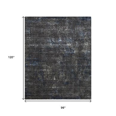 HomeRoots Blue Abstract Hand Knotted Area Rug