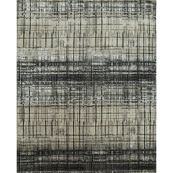 HomeRoots Black Abstract Hand Knotted Area Rug