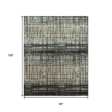 HomeRoots Black Abstract Hand Knotted Area Rug