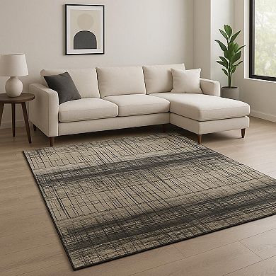 HomeRoots Black Abstract Hand Knotted Area Rug