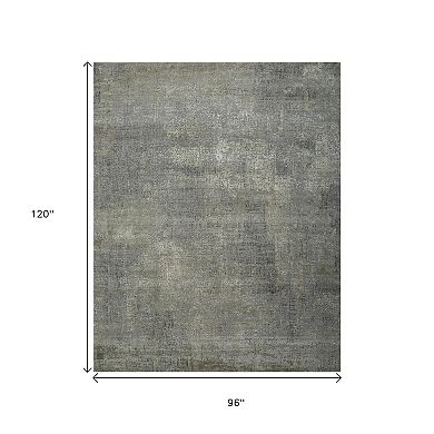 HomeRoots Gray Abstract Hand Knotted Area Rug