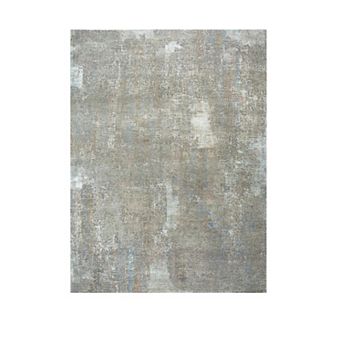 HomeRoots Blue Abstract Hand Knotted Area Rug