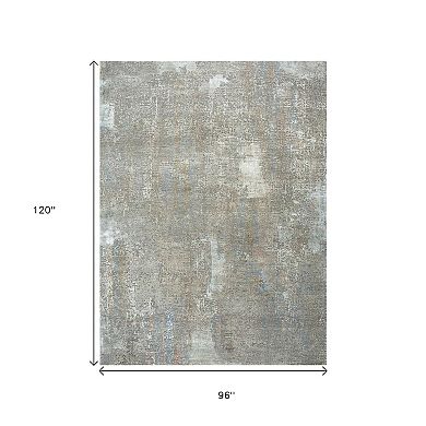 HomeRoots Blue Abstract Hand Knotted Area Rug