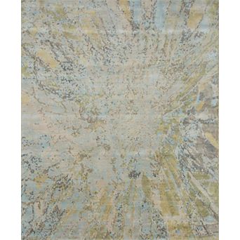 HomeRoots Blue Abstract Hand Knotted Area Rug