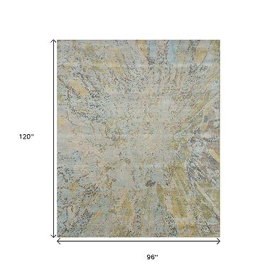 HomeRoots Blue Abstract Hand Knotted Area Rug