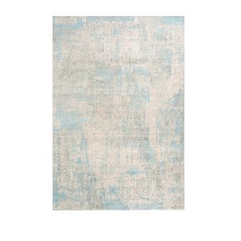 HomeRoots Blue Abstract Hand Knotted Area Rug