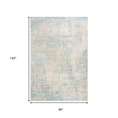 HomeRoots Blue Abstract Hand Knotted Area Rug