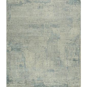 HomeRoots Blue Abstract Hand Knotted Area Rug