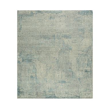 HomeRoots Blue Abstract Hand Knotted Area Rug