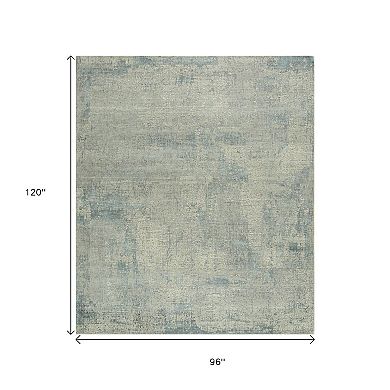 HomeRoots Blue Abstract Hand Knotted Area Rug